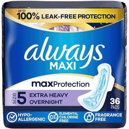 Always Maxi Extra Heavy Overnight Pads - 36 Count