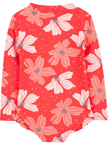 Simple Joys by Carter's Long Sleeve Zipper One Piece Swimsuit Traje de baño de una Sola Pieza bebés niñas
