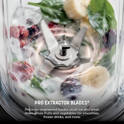 Ninja Nutri-Blender Pro 1000W 2 Auto-iQ Pro Extractor Plata BN401 | Pro Extractor Blades Extrae más Nutrientes | 2 Auto-iQ | Boquilla sin Derrames | Recetario Incluido