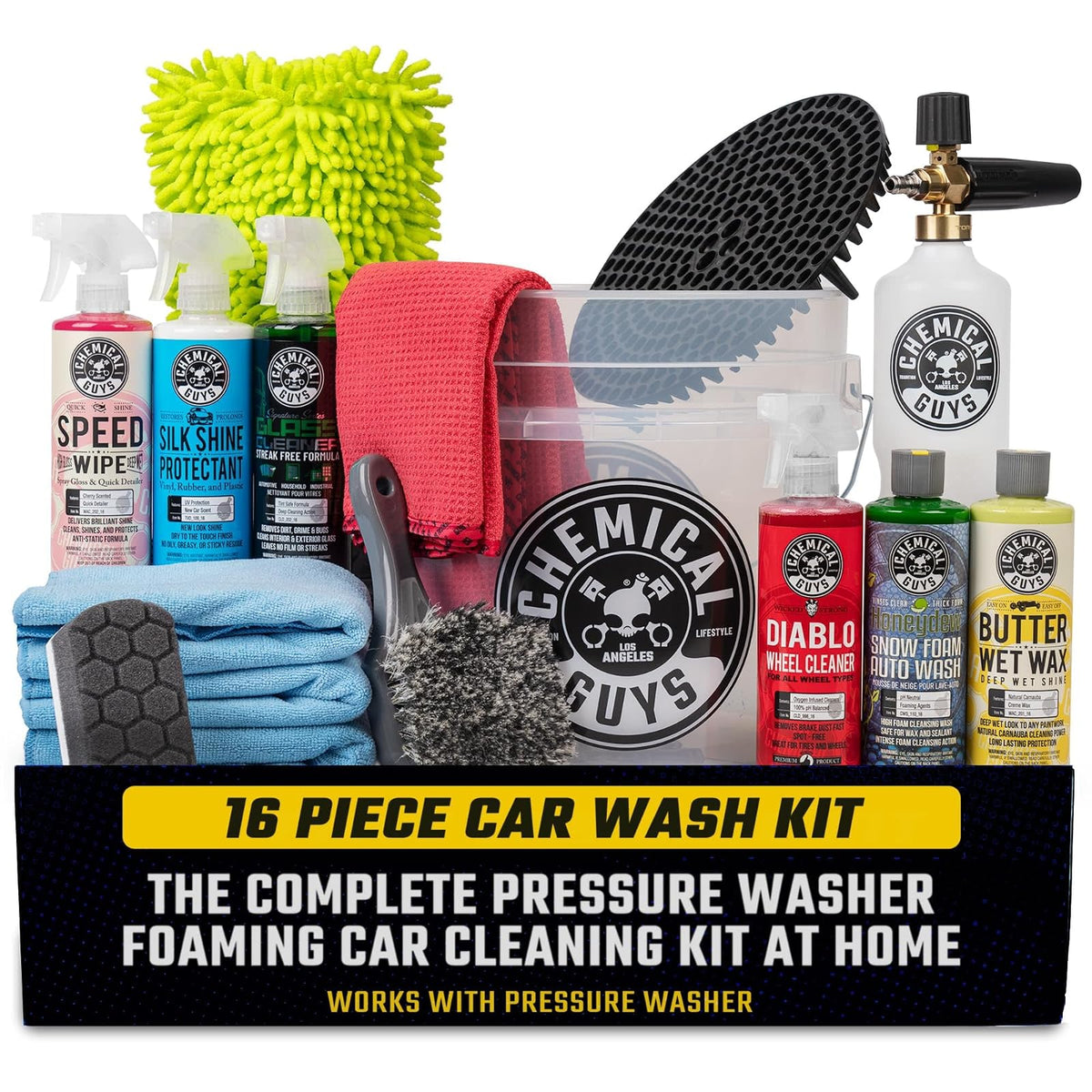 Chemical Guys Kit de Lavado de Auto con Pistola de Espuma y Cubeta - HOL169