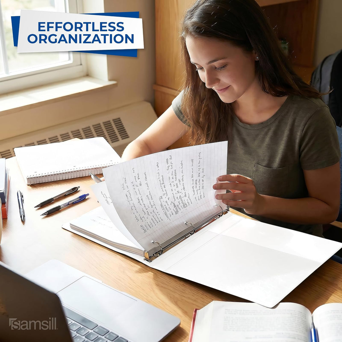 Samsill Economy Carpeta de 3 anillos, Paquete de 1, Blanco, 3.8 cm (1.5 pulgadas)