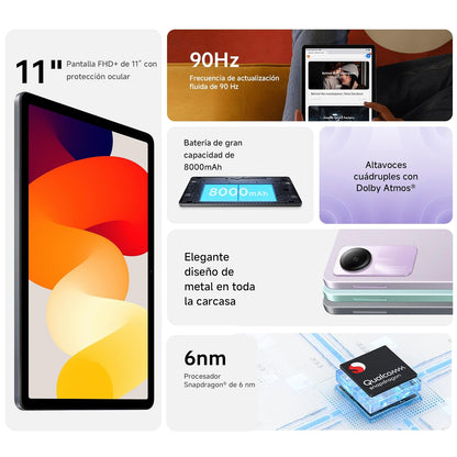 XIAOMI Redmi Pad SE 4GB RAM+128GB ROM Verde Menta Batería 8000mAh | Pantalla 11" FHD+ 90Hz | Snapdragon® 680 | WiFi | MIUI Pad 14 basado en Android 13