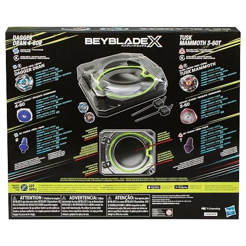 Beyblade X Xtreme Juego de Batalla con Arena con riel X-Celerator, 2 Juguetes de Punta giratoria Derecha, 2 lanzadores, Juguetes para niños y niñas, 8 +