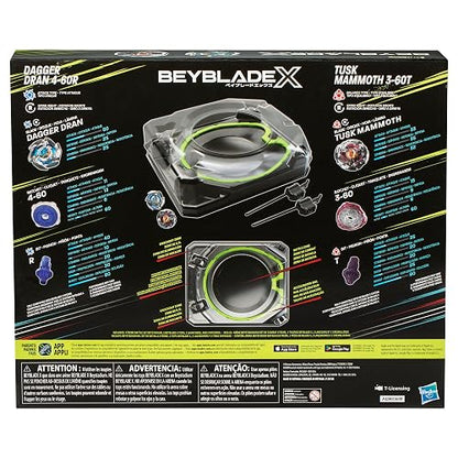 Beyblade X Xtreme Juego de Batalla con Arena con riel X-Celerator, 2 Juguetes de Punta giratoria Derecha, 2 lanzadores, Juguetes para niños y niñas, 8 +