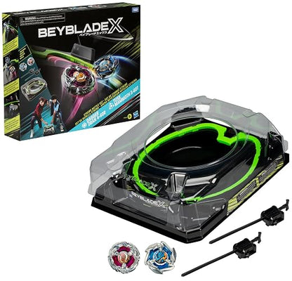 Beyblade X Xtreme Juego de Batalla con Arena con riel X-Celerator, 2 Juguetes de Punta giratoria Derecha, 2 lanzadores, Juguetes para niños y niñas, 8 +