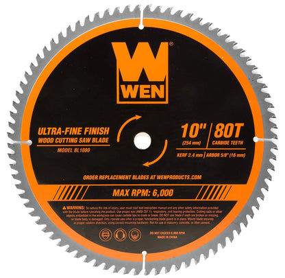 WEN Apex Hoja de Sierra 10 pulg, 80 Dientes, Corte Ultrafino - Estándar
