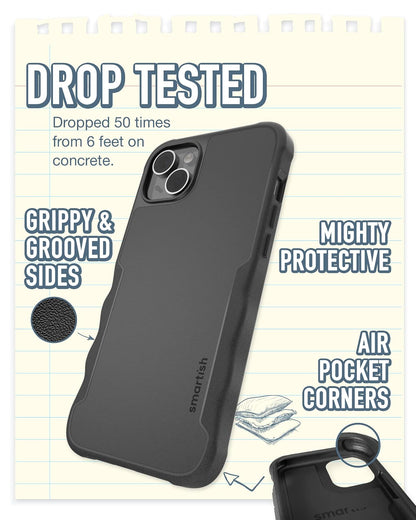Smartish iPhone 14 Plus Funda Protectora - Gripzilla Compatible con MagSafe [Robusta + Resistente] Agarre y Proteccion Reforzada a Prueba de Golpes - Negro