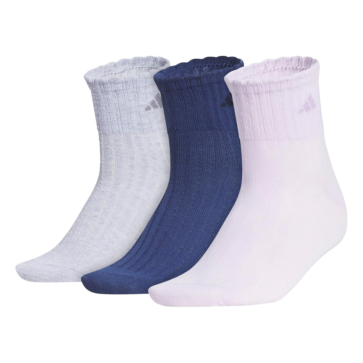 adidas Sport Fashion Calcetines de Cuarto Paquete de 3 - M - Lavanda de hielo - Índigo noble - jaspeado claro fresco