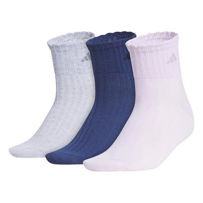 adidas Sport Fashion Calcetines de Cuarto Paquete de 3 - M - Lavanda de hielo - Índigo noble - jaspeado claro fresco