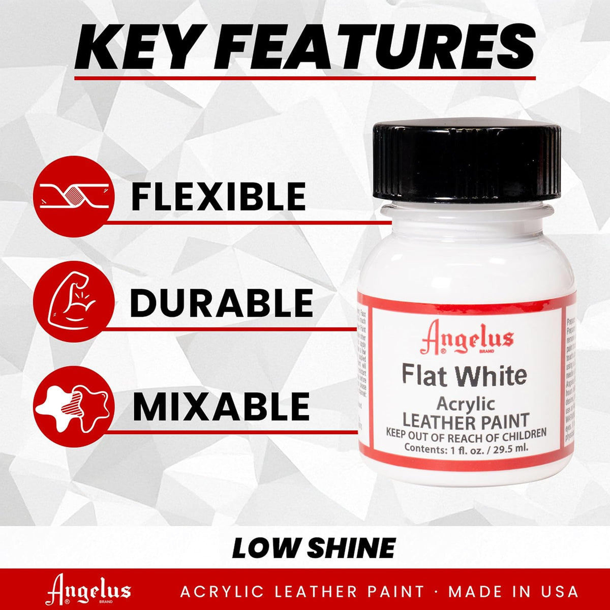 Angelus Pintura Acrílica Flat Blanca para Cuero 29.5 ml