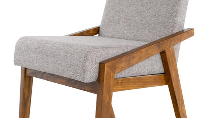 TUGOW Silla de Comedor Tapizada Color Gris y Nogal - Madera de Pino y Tapíz
