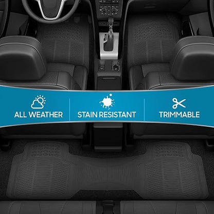 BDK Original ProLiner - Tapetes de Goma Resistentes Delanteros y Traseros para Automóvil, SUV, Furgoneta, camión, Color Negro, 3 Piezas, protección para Todo Tipo de Clima con diseño de Ajuste Universal