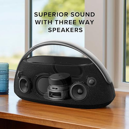 Harman Kardon Go + Play 3 Bocina Inalámbrica Bluetooth, 160W de Potencia, Reproducción 8 Horas, Micrófonos Duales - Negro