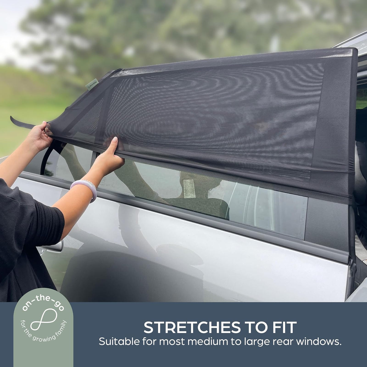 Dreambaby - Parasol para ventana de automóvil de bebé, parasol elástico para ventana de automóvil y visualización de malla para ventanas laterales, cubierta para ventana de bebé para protección UV, artículos