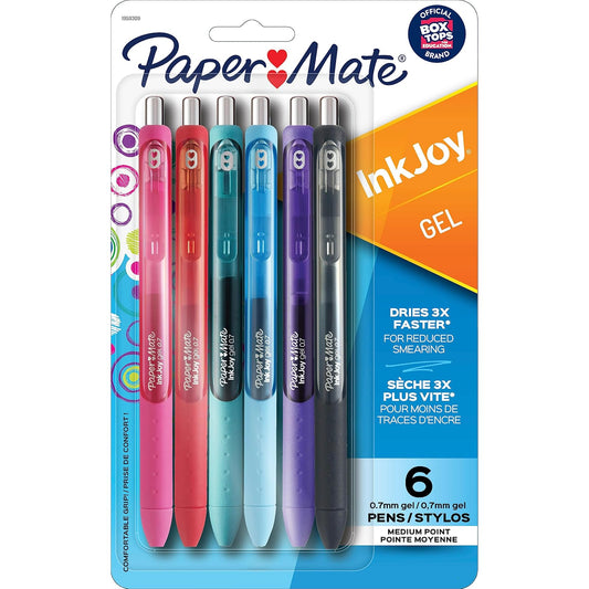 Paper Mate InkJoy Bolígrafos de gel, punta media, surtidos, 6 unidades, 1959309