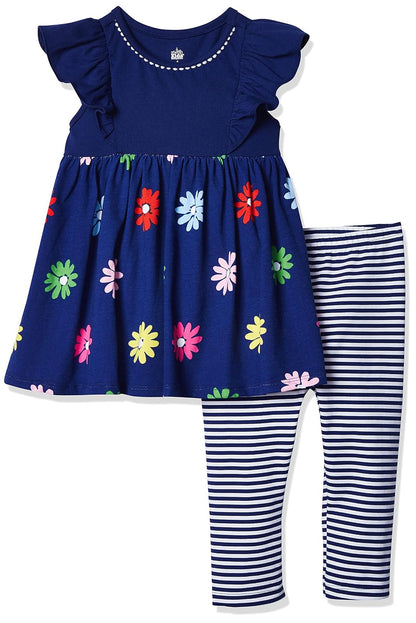 Kids Headquarters conjunto de túnica y leggings para niña - Sodalita rayas azul - blanco - 18 Meses