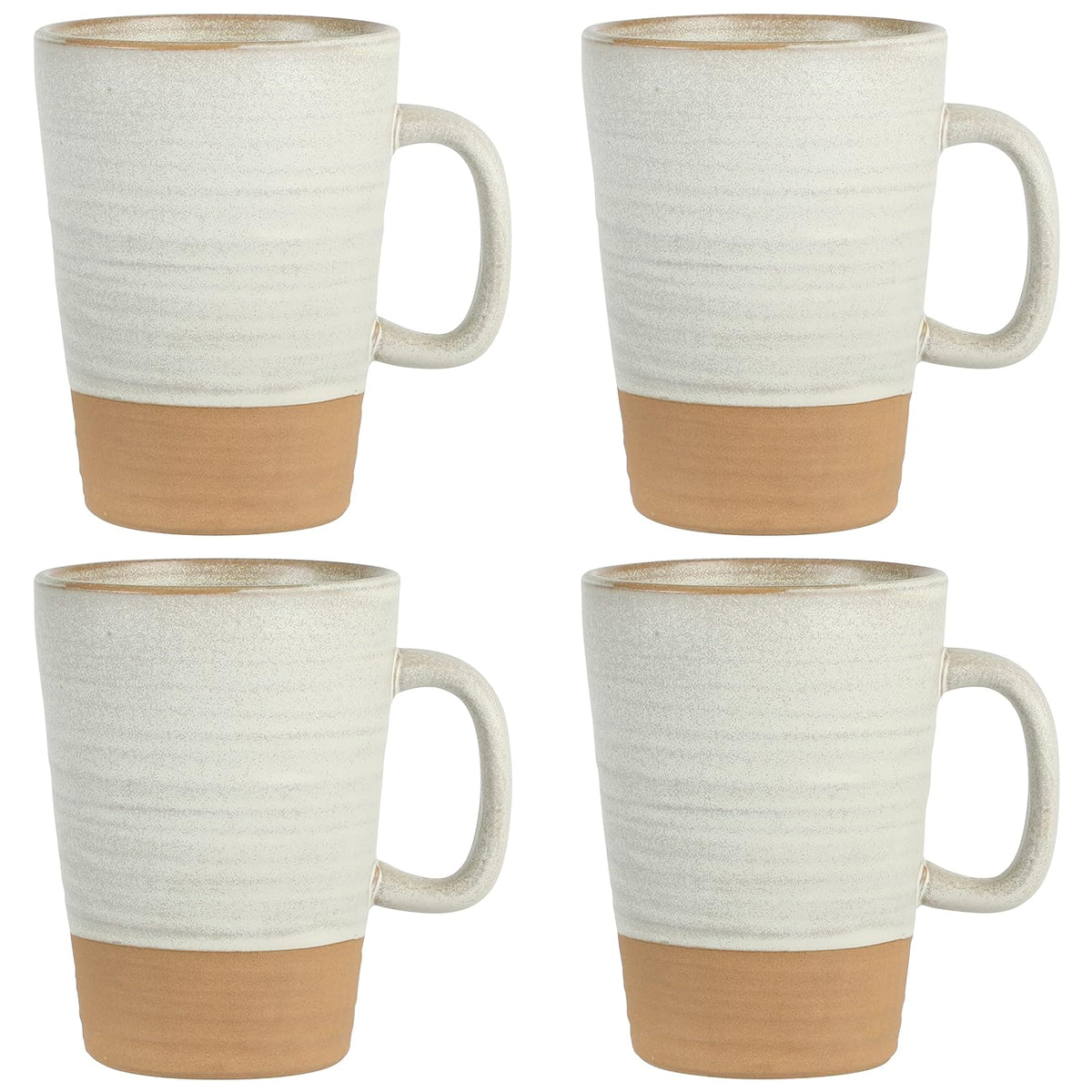 Gibson Elite Northrock Juego de Vajilla de Gres, Servicio para 4, 12 Piezas - Tazas de crema de arena - 17oz. Mug (4-Pack)