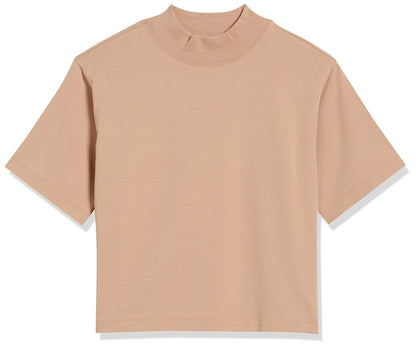 The Drop Adeline Playera Holgada Para Mujer de Manga Corta, Cuello Alto y Hombros Caídos