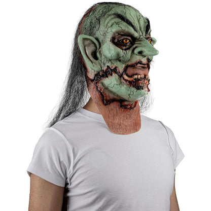 Ghoulish Productions Máscara De Látex Cracked Witch, Accesorio Látex Cosplay Bruja Demonio, Disfraz Aterrador para Halloween y Fiestas Temáticas, Cosplay Bruja Verde Poseída, Diseño Artesanal