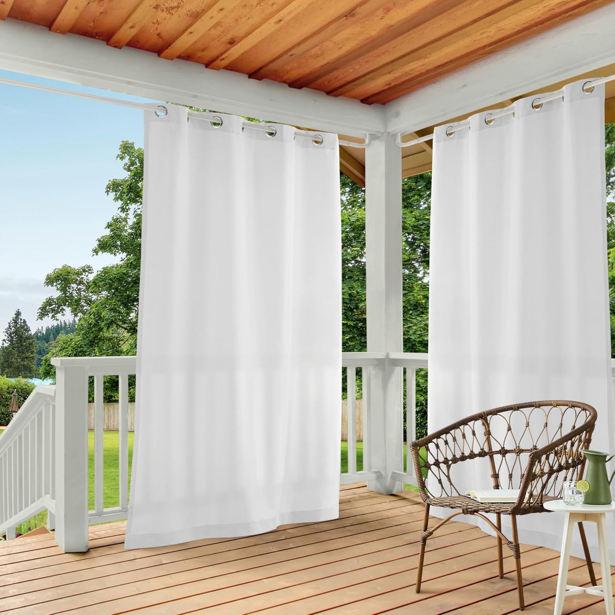 Exclusive Home Cortina para Interior/Exterior, Juego de 2 Paneles - Blanco - 137.2An x 274.3Al cm (1 Paneles)