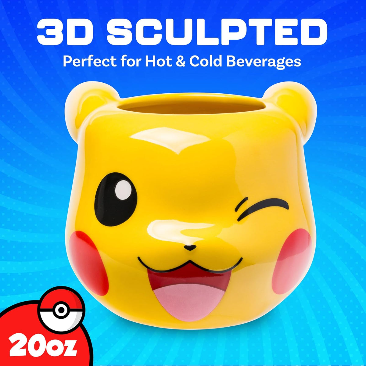 Silver Buffalo Pokemon Pikachu Wink - Taza esculpida 3D