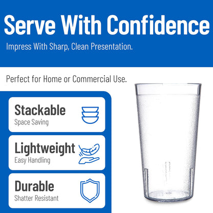 Carlisle - Vaso de plástico apilable resistente a roturas 5216-207, 16 onzas, transparente (paquete de 24)