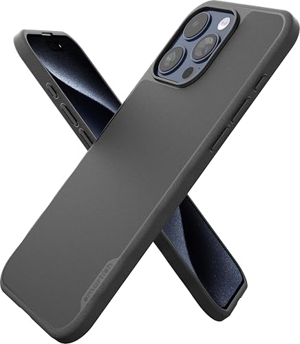 Smartish® - Funda magnética para iPhone 15 Pro Max, compatible con MagSafe [ligera + protectora] Funda de agarre delgada y delgada con forro de microfibra para Apple iPhone 15 Pro Max, color negro Tie