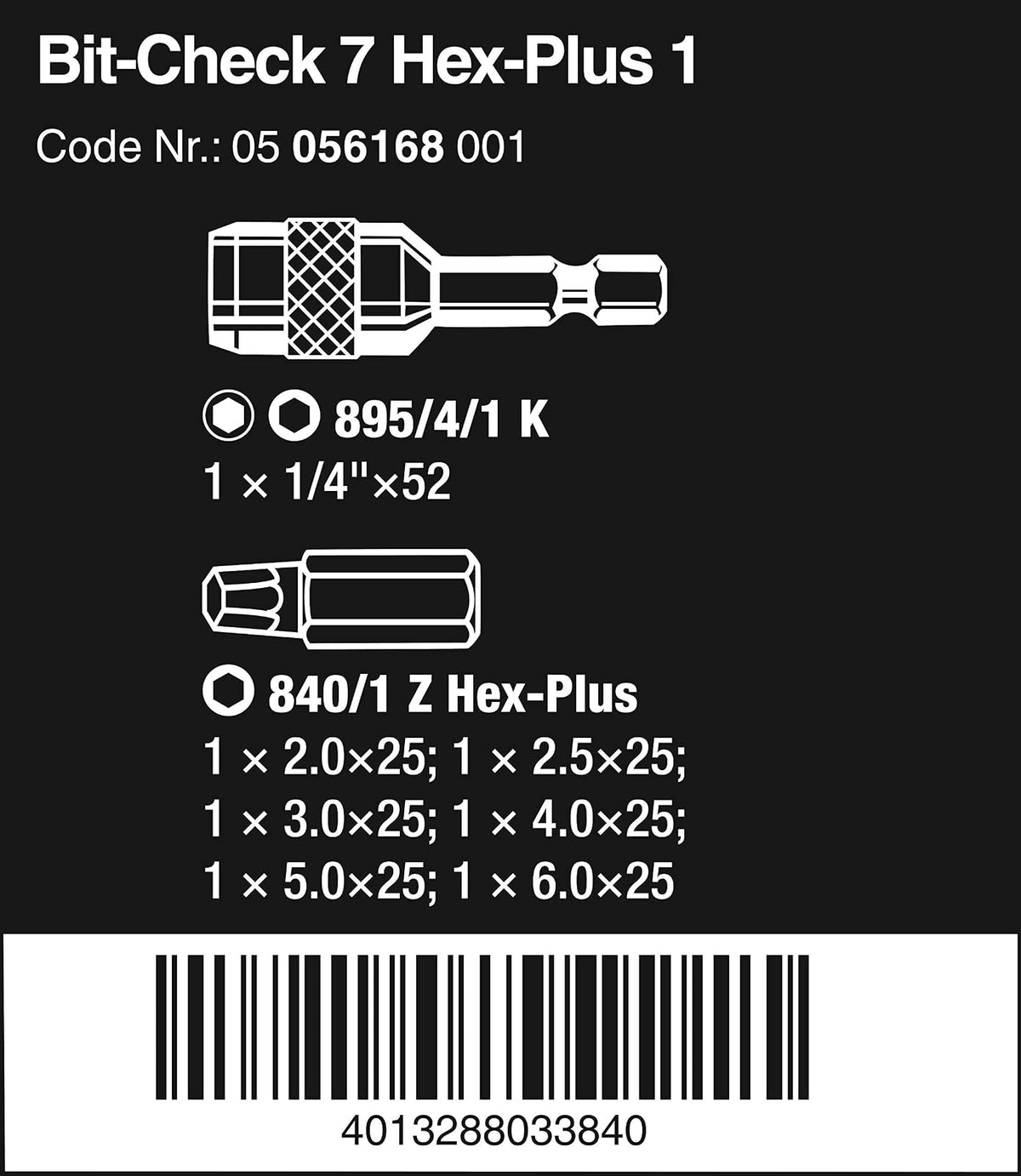 Wera Hex-Plus Bit-Check Sheet Metal Bit Set