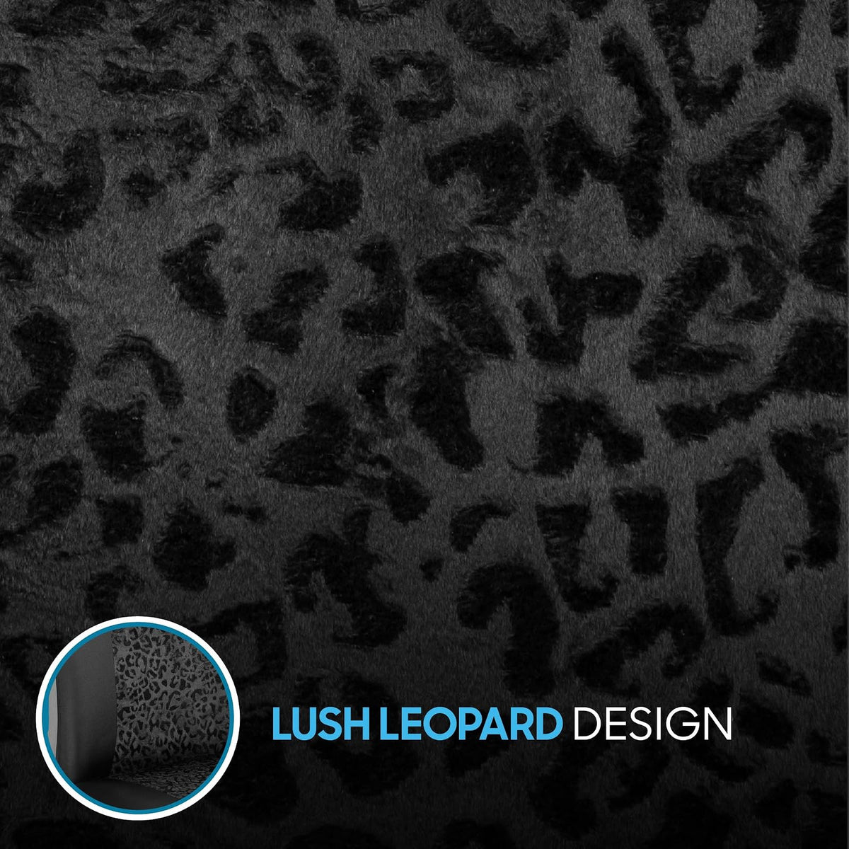 BDK SC553 Juego Fundas Asiento Automóvil Leopardo Negro Delanteros Estampado Animal Reposacabezas Diseño Sin Lados Fácil Instalación para Automóviles Camiones SUV 2 Piezas