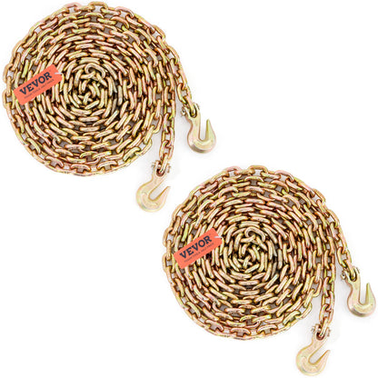 VEVOR - Cadena de transporte para carpetas de transporte, cadena de remolque de 3/8 x 20 pies con ganchos de agarre, carga de trabajo segura de 7000 libras, cadena de trabajo resistente G80, cadena de
