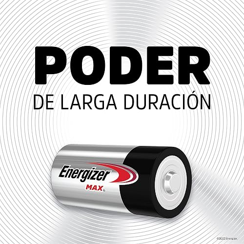 Energizer - Pilas Alcalinas C, MAX, 1.5V, Paquete de 2 | Vida útil hasta 10 años sin uso, para radios, linternas y juguetes tamaño C, diseño anti-fugas