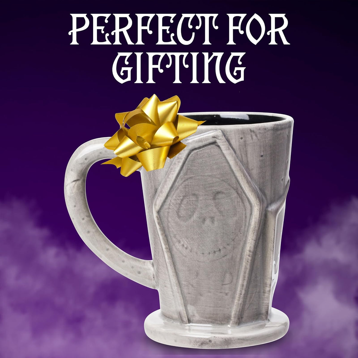 Silver Buffalo Disney Tim Burton Nightmare Before Christmas Tombstones con Jack Skellington y Zero Taza de cerámica esculpida 3D, 18 onzas