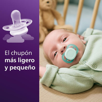 Philips Avent Chupón Ultra Start | Ortodóntico Libre BPA|con Caja Esterilizadora|Turquesa/Azul |0-2 m|2 pzs|SCF075/12