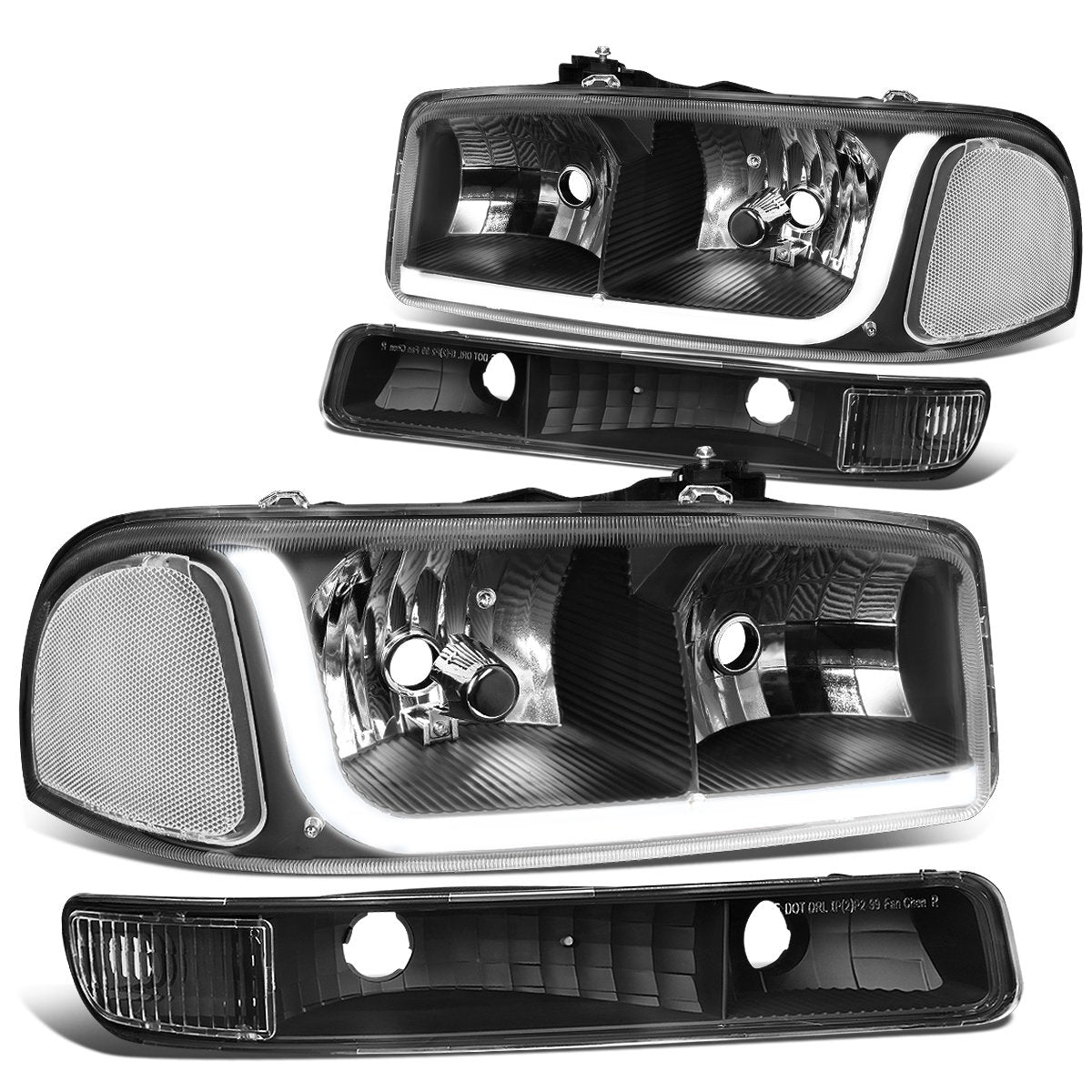 DNA Motoring Faros LED DRL Negro Transparente HL-LB-SIERRA99-BK-CL1 para Sierra Yukon 99-07