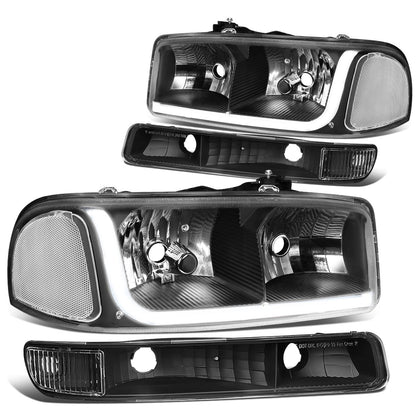DNA Motoring Faros LED DRL Negro Transparente HL-LB-SIERRA99-BK-CL1 para Sierra Yukon 99-07
