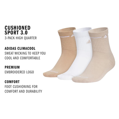 adidas Athletic Cushioned Sport 3.0 3-Pack High-Quater Socks Calcetines de cuarto alto Mujer