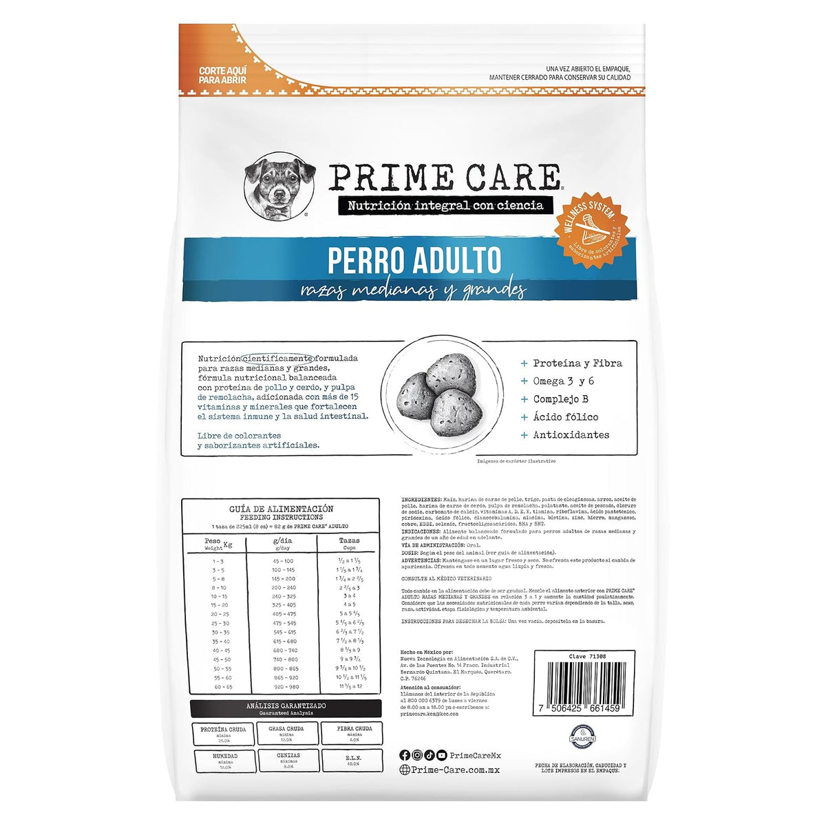Prime Care Alimento para Perros Adultos Razas Medianas y Grandes 20 kg