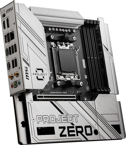 MSI B650M Project Zero - Placa Base para Juegos (procesadores AMD Ryzen Serie 9000/8000/7000, AM5, DDR5, PCIe 4.0, Ranuras M.2, SATA 6Gb/s, USB 3.2 Gen 2, HDMI/DP, Wi-Fi 6E, Bluetooth 5.3