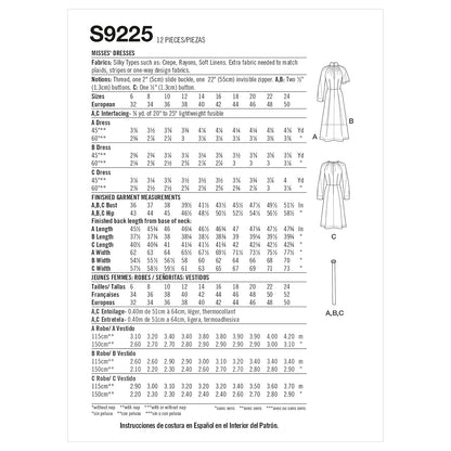 Simplicity SS9225U5 - Juego de patrones de costura con mangas raglán y falda plisada, código de diseño S9225, tallas 16-24