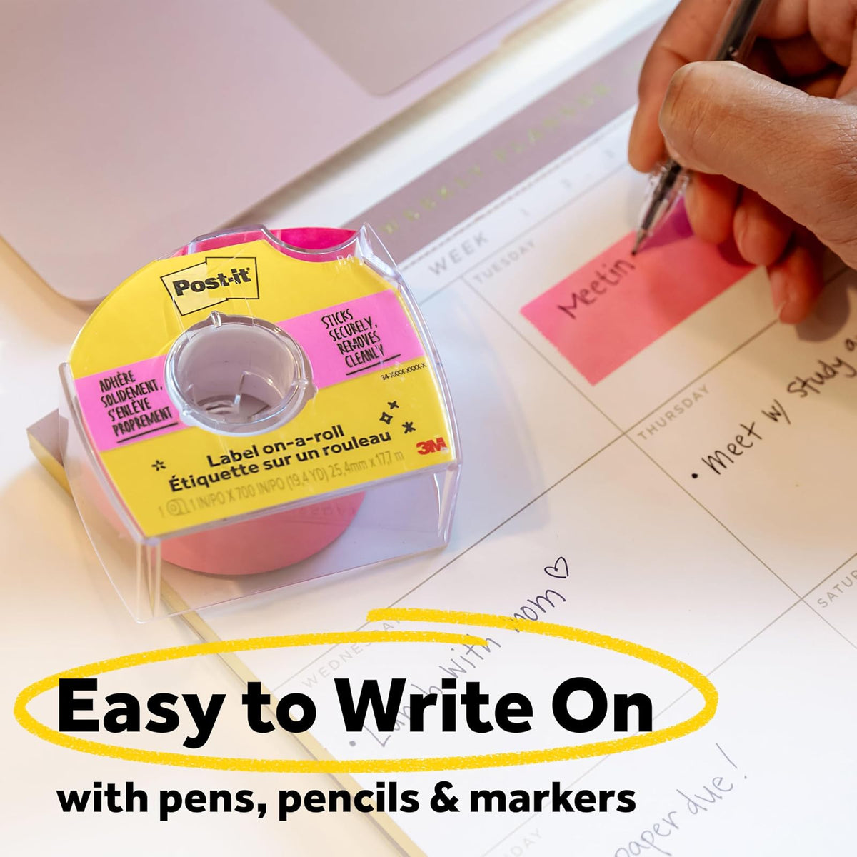 Post-it® Labeling Tape 695, 2 Inches x 36 Yards, White | Gran fabricante de etiquetas para crear etiquetas para tarros de especias y diarios