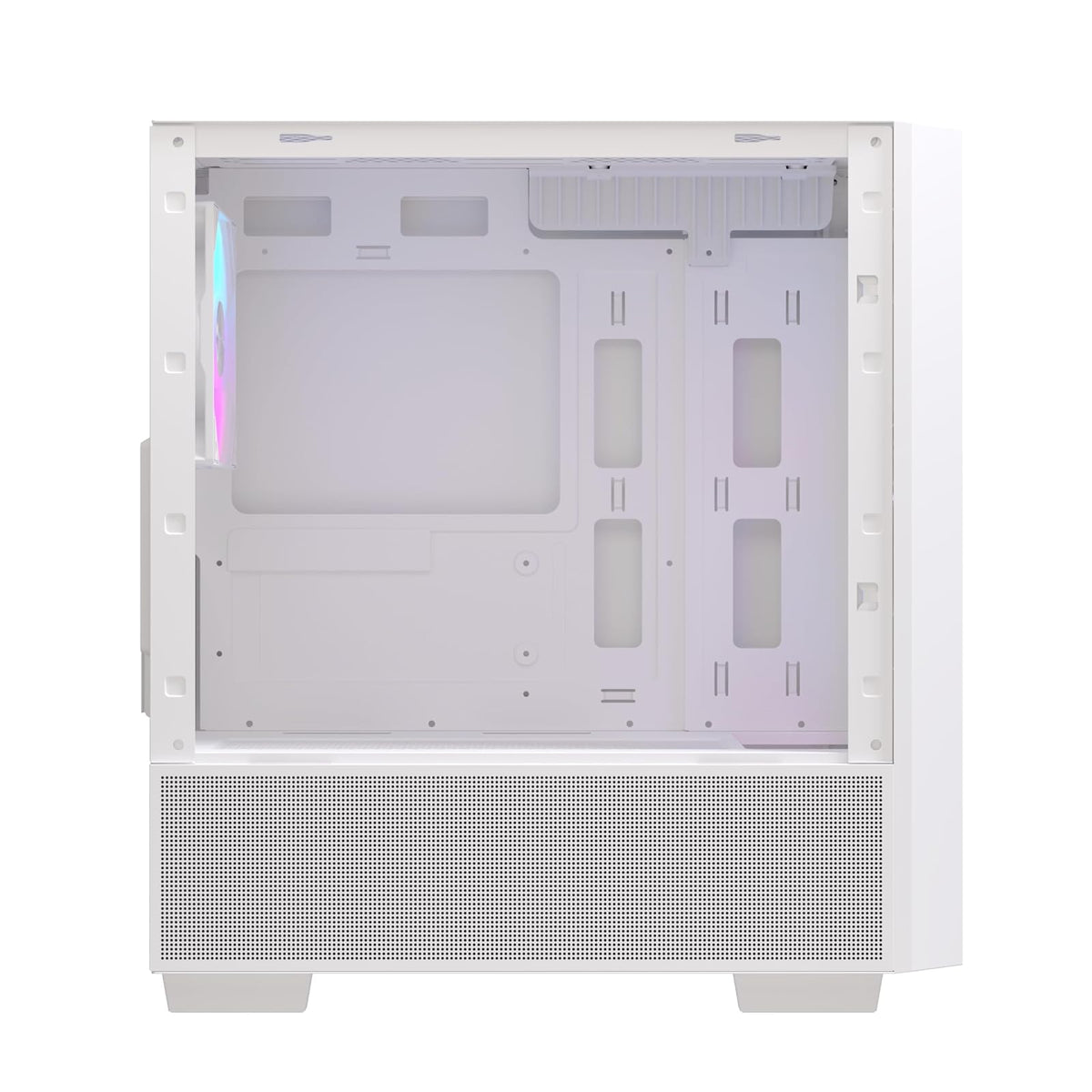 EINAREX Pulse PM150 White - Gabinete Micro-ATX, Cristal Templado, Panel Frontal de Malla, Incluye 3 Ventiladores RGB, USB C, Soporta Enfriamientos de 240mm