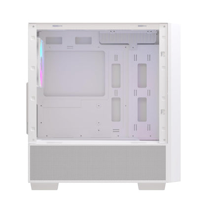 EINAREX Pulse PM150 White - Gabinete Micro-ATX, Cristal Templado, Panel Frontal de Malla, Incluye 3 Ventiladores RGB, USB C, Soporta Enfriamientos de 240mm