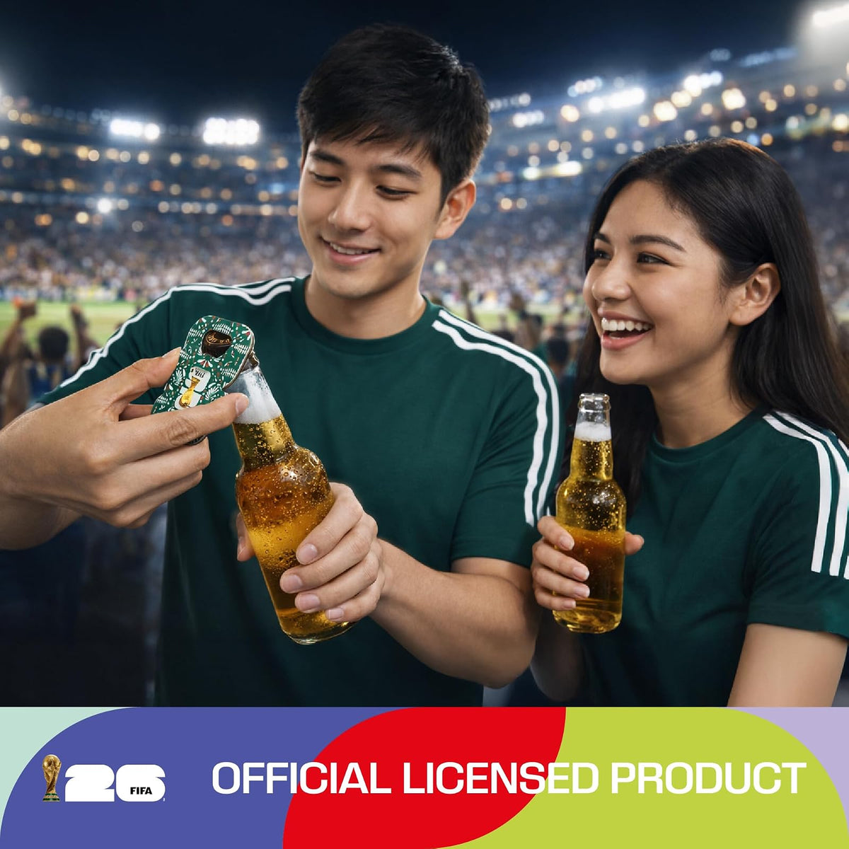 Wagon International Abridor de Botellas con imán y Trofeo 2.5D - Mexico con Licencia Oficial de la Copa Mundial DE LA FIFA 2026ᵀᴹ