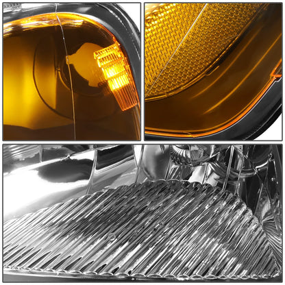 DNA Motoring HL-OH-HC01-BK-AM - Faros delanteros de repuesto color ámbar negro compatibles con Honda Civic 01-03