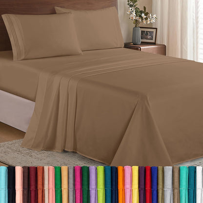 Elegant Comfort Juego de Sábanas de Microfibra Bolsillo Profundo - Full - Gris Pardo