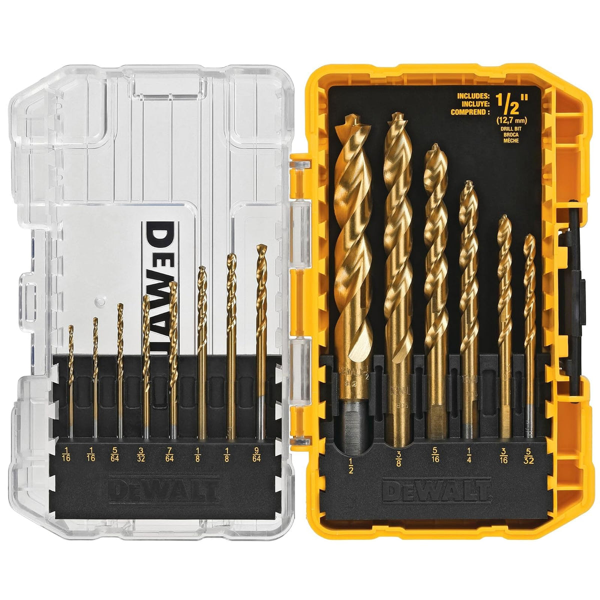 DEWALT DW1354 Juego de 14 Brocas Recubiertas de Titanio, Pilot Point
