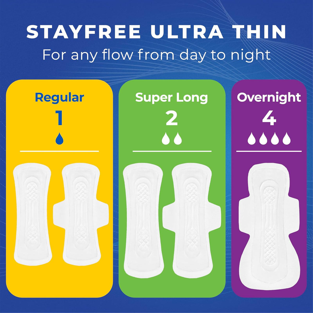 Stayfree Ultra Thin Pads for Women, Overnight with Wings, 40 Count (Pack of 3)