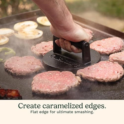 Cuisinart CISB-111 Smashed Burger Press, Cast Iron | Prensa de hierro fundido que ayuda a sellar y crear hamburguesas crujientes por fuera y jugosas por dentro.