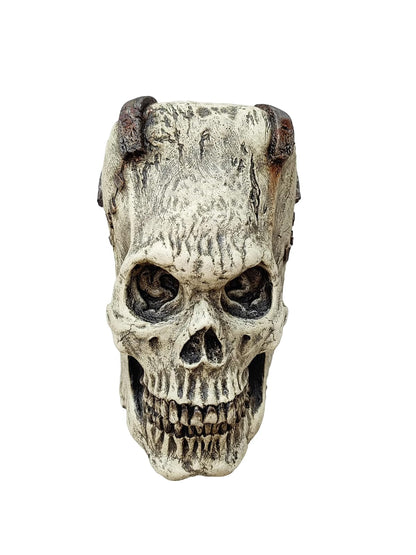 Ghoulish Productions Franky Skull, Artículo Decorativo de Craneo de Esqueleto de Frankenstein, Adorno para Decoración de Halloween de Cabeza de Monstruo Ideal para Casa de Terror