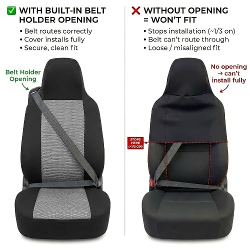 FH GROUP FB302GRAY102 Gray Classic Cloth Built-In Seatbelt Compatible High Back Seat Cover, Set of 2
